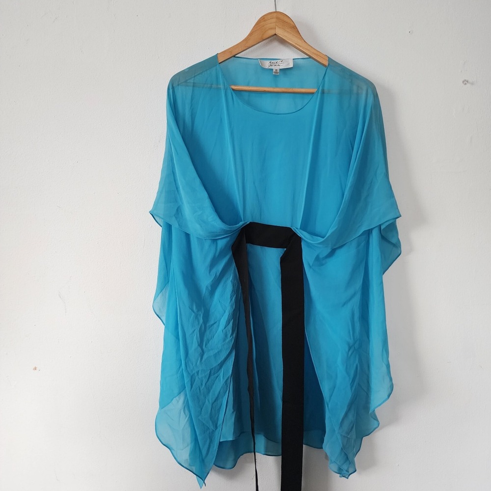 Badgley Mishka Mark and James Blue Black Sheer Top XS